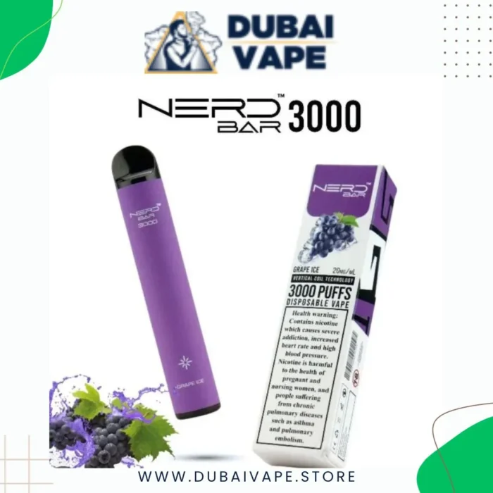 Nerd Bar 3000 Puffs Disposable Vape Grape Ice 20mg Nerd Bar 3000 Puffs Disposable Vape Grape Ice 20mg