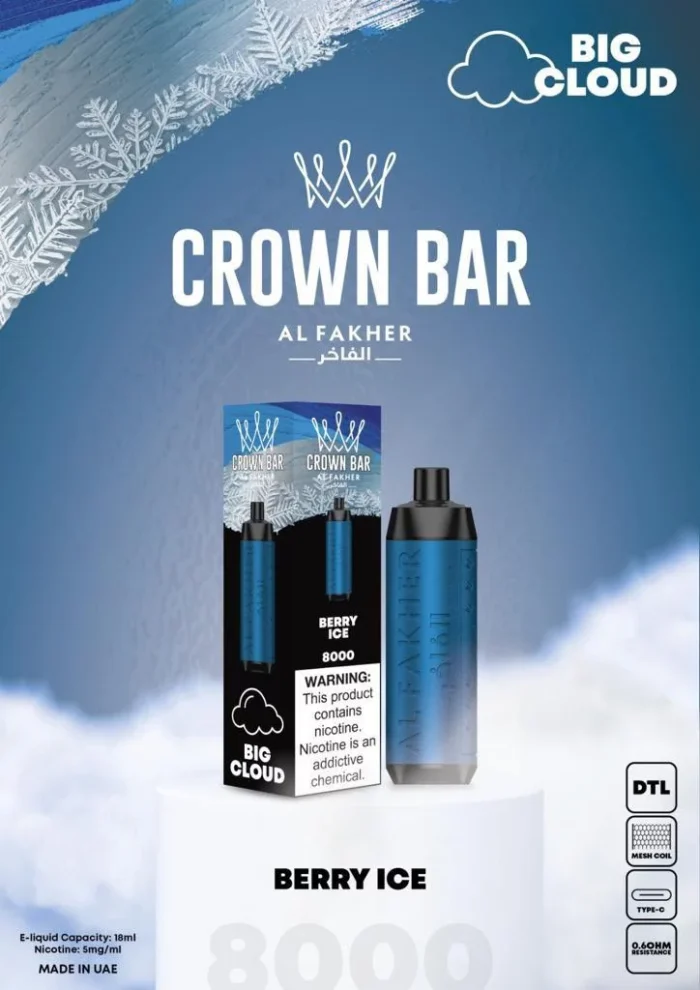 Al Fakher CROWN BAR Disposable Vape 8000 puffs Berry Ice