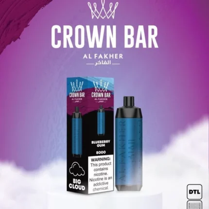 Al Fakher CROWN BAR Disposable Vape 8000 puffs Blueberyy GUM