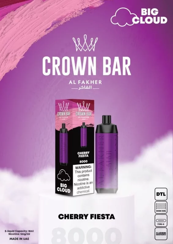 Al Fakher CROWN BAR Disposable Vape 8000 puffs Cherry Fiesta