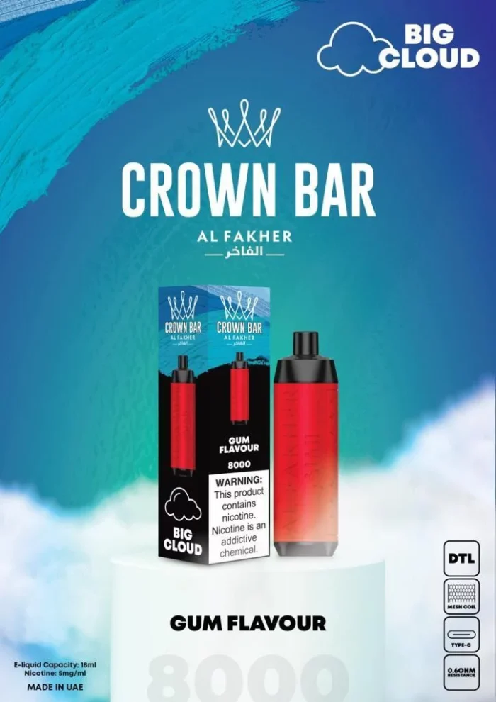 Al Fakher CROWN BAR Disposable Vape 8000 puffs GUM Flavour
