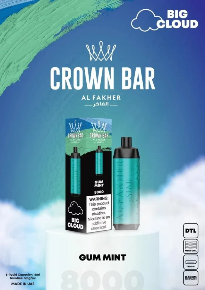 Al Fakher CROWN BAR Disposable Vape 8000 puffs GUM Mint