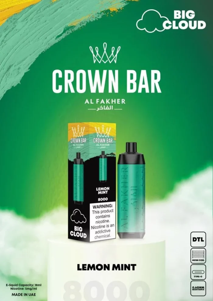 Al Fakher CROWN BAR Disposable Vape 8000 puffs Lemon Mint