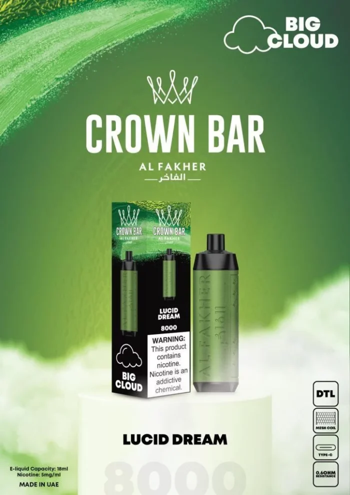 Al Fakher CROWN BAR Disposable Vape 8000 puffs Lucid Dream