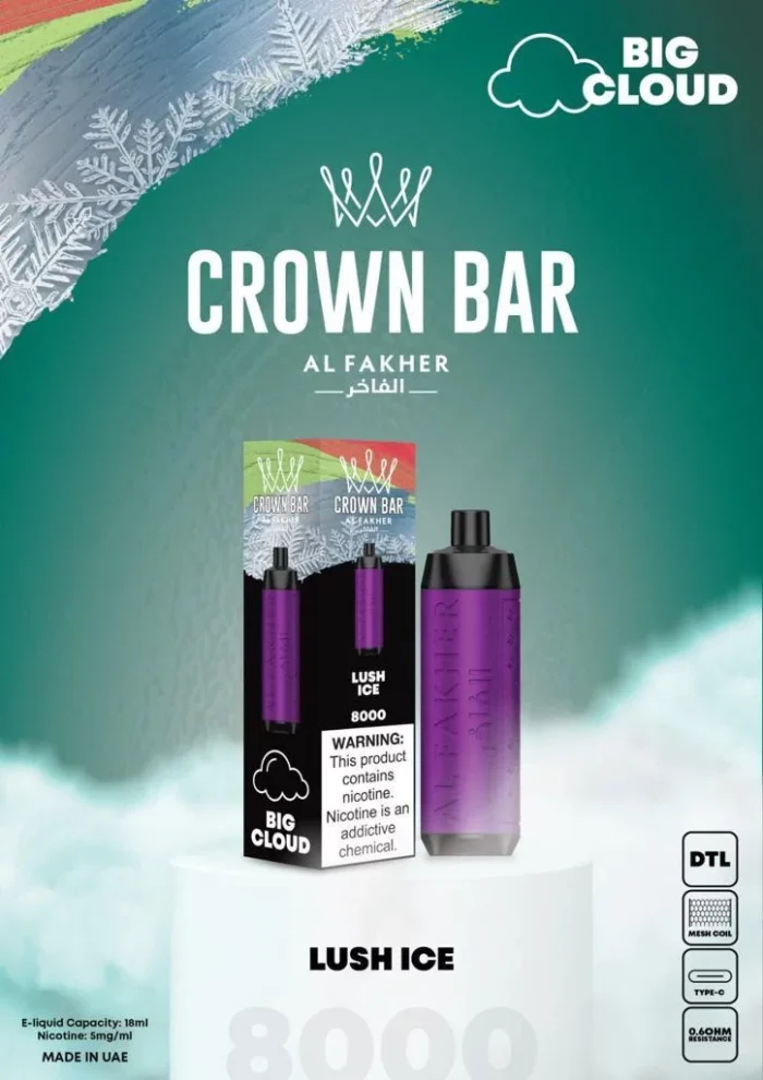 Al Fakher CROWN BAR Disposable Vape 8000 puffs Lush Ice