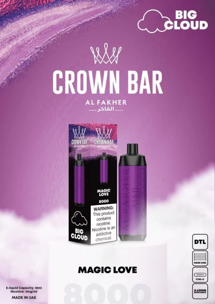 Al Fakher CROWN BAR Disposable Vape 8000 puffs Magic Love