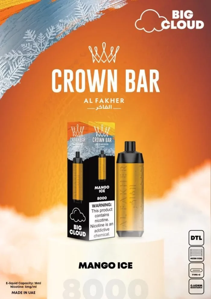 Al Fakher CROWN BAR Disposable Vape 8000 puffs Mango Ice