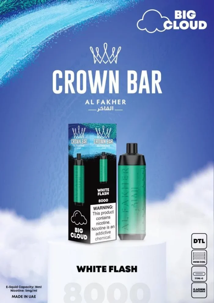 Al Fakher CROWN BAR Disposable Vape 8000 puffs White Flash