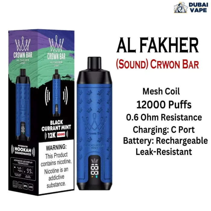 The New Al Fakher 12000 Puffs Shisha Hookah Vape - Al Fakher 12k Puffs Balck currant mint The New Al Fakher 12000 Puffs Shisha Hookah Vape - Al Fakher 12k Puffs Balck currant mint