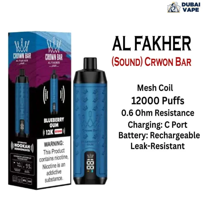 The New Al Fakher 12000 Puffs Shisha Hookah Vape - Al Fakher 12k Puffs Blue Berry Gum The New Al Fakher 12000 Puffs Shisha Hookah Vape - Al Fakher 12k Puffs Blue Berry Gum